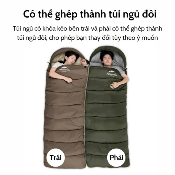 Túi ngủ camping chính hãng Naturehike cao cấp, phù hợp cho cắm trại, dã ngoại